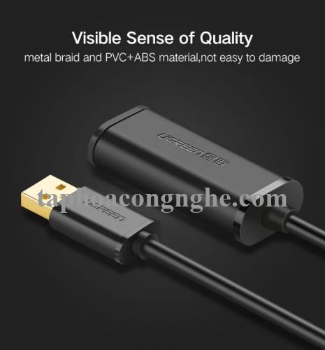 Ugreen 10323 15M màu Đen Cáp tín hiệu nối dài USB 2.0 có chip khuếch đại cao cấp US121 30010323